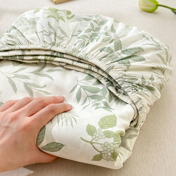 91家纺网 家纺一手货源 找家纺 拾物记 2025新款A类12868全棉纯棉单床笠床笠单件-提供买家秀和质检报告 洛克庄园-绿