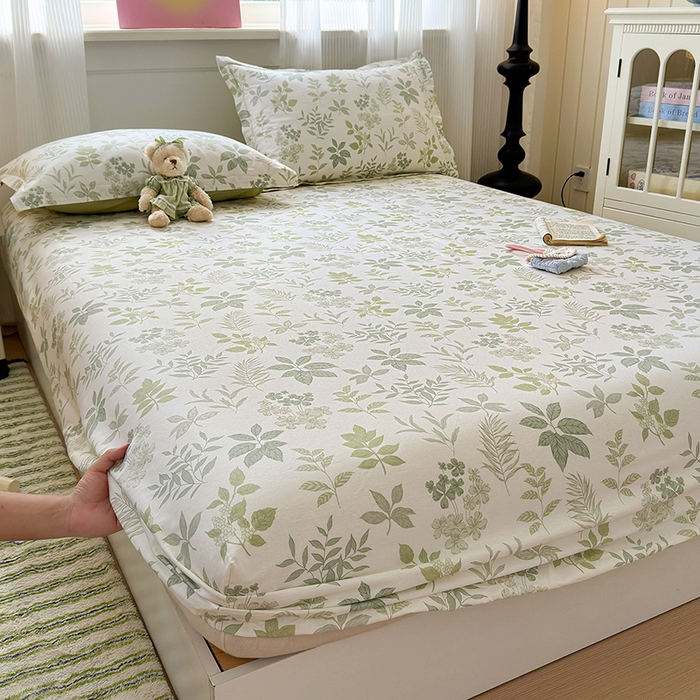 91家纺网 家纺一手货源 找家纺 拾物记 2025新款A类12868全棉纯棉单床笠床笠单件-提供买家秀和质检报告 洛克庄园-绿