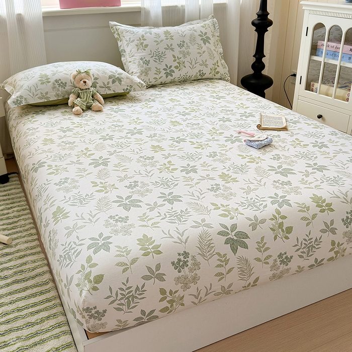 91家纺网 家纺一手货源 找家纺 拾物记 2025新款A类12868全棉纯棉单床笠床笠单件-提供买家秀和质检报告 洛克庄园-绿