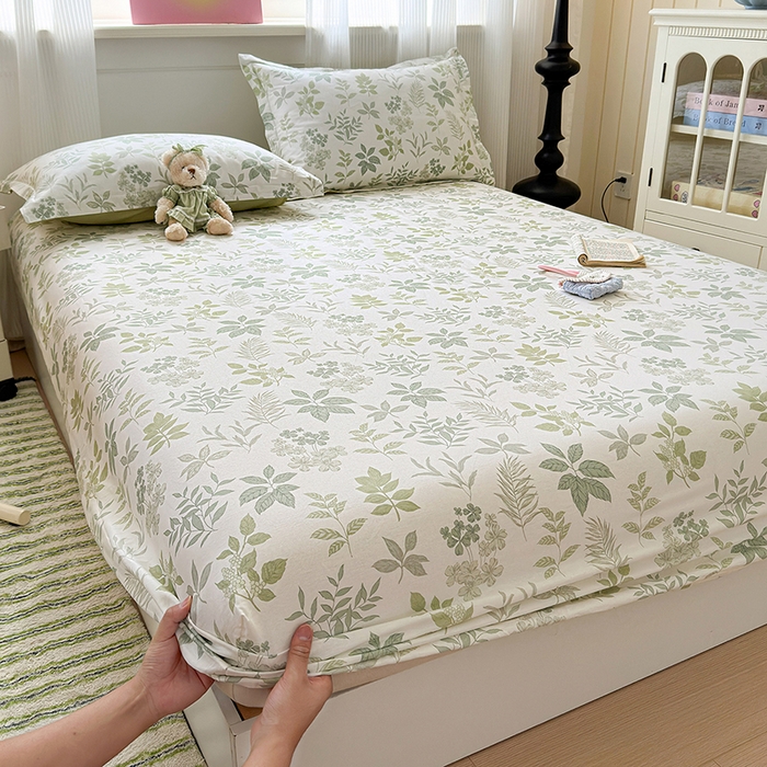 91家纺网 家纺一手货源 找家纺 拾物记 2025新款A类12868全棉纯棉单床笠床笠单件-提供买家秀和质检报告 洛克庄园-绿