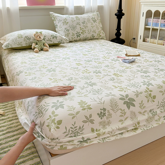 91家纺网 家纺一手货源 找家纺 拾物记 2025新款A类12868全棉纯棉单床笠床笠单件-提供买家秀和质检报告 洛克庄园-绿