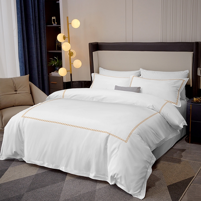 91家纺网 家纺一手货源 找家纺 啊雅家居 2025新款欧式绣花加厚酒店民宿磨毛绣花四件套 优雅酒店