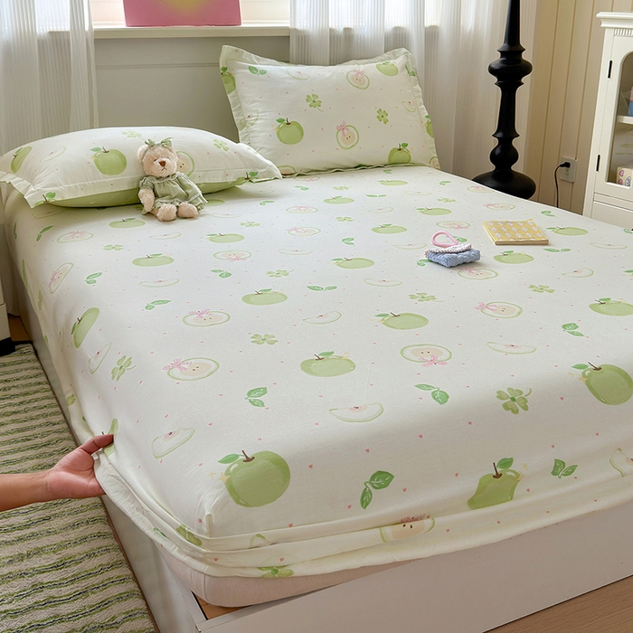 91家纺网 家纺一手货源 找家纺 拾物记 2025新款A类12868全棉纯棉单床笠床笠单件-提供买家秀和质检报告 苹果派对