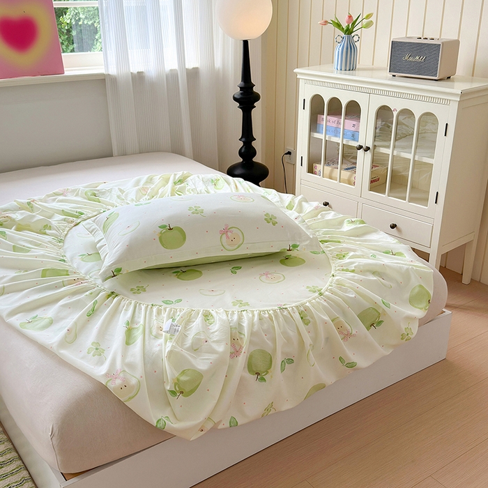 91家纺网 家纺一手货源 找家纺 拾物记 2025新款A类12868全棉纯棉单床笠床笠单件-提供买家秀和质检报告 苹果派对