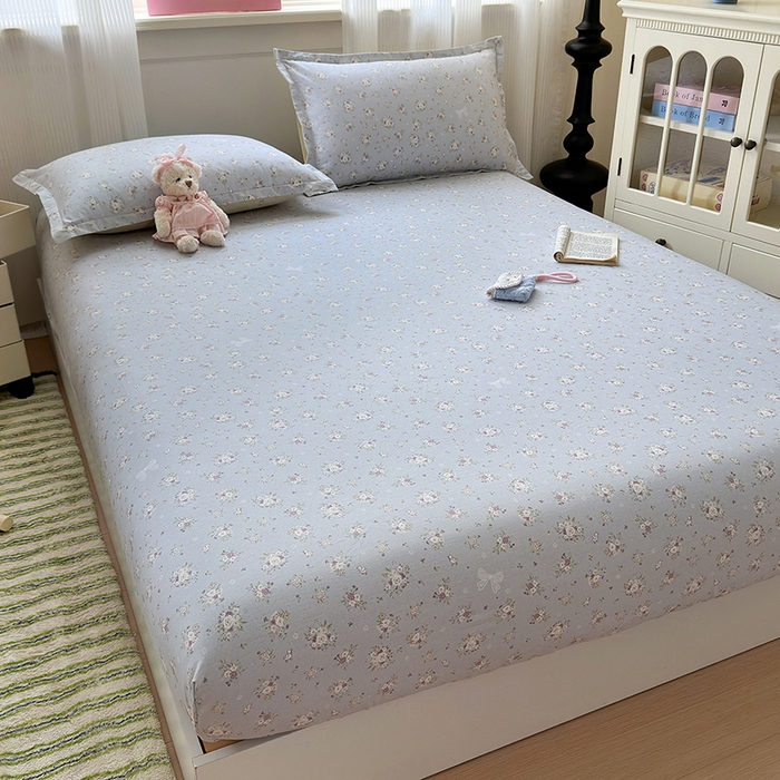 91家纺网 家纺一手货源 找家纺 拾物记 2025新款A类12868全棉纯棉单床笠床笠单件-提供买家秀和质检报告 浅夏雏菊-灰