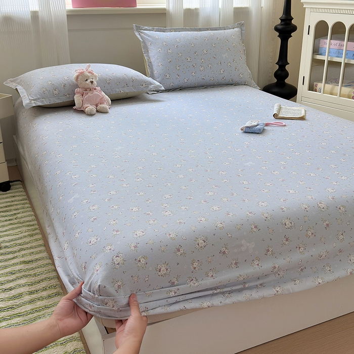 91家纺网 家纺一手货源 找家纺 拾物记 2025新款A类12868全棉纯棉单床笠床笠单件-提供买家秀和质检报告 浅夏雏菊-灰