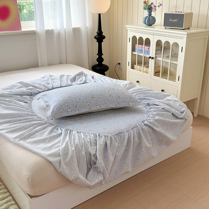 91家纺网 家纺一手货源 找家纺 拾物记 2025新款A类12868全棉纯棉单床笠床笠单件-提供买家秀和质检报告 浅夏雏菊-灰