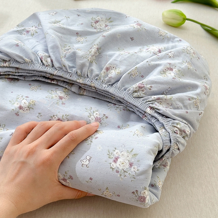 91家纺网 家纺一手货源 找家纺 拾物记 2025新款A类12868全棉纯棉单床笠床笠单件-提供买家秀和质检报告 浅夏雏菊-灰