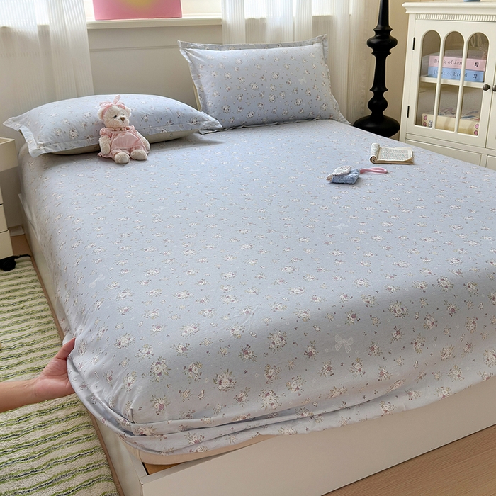 91家纺网 家纺一手货源 找家纺 拾物记 2025新款A类12868全棉纯棉单床笠床笠单件-提供买家秀和质检报告 浅夏雏菊-灰