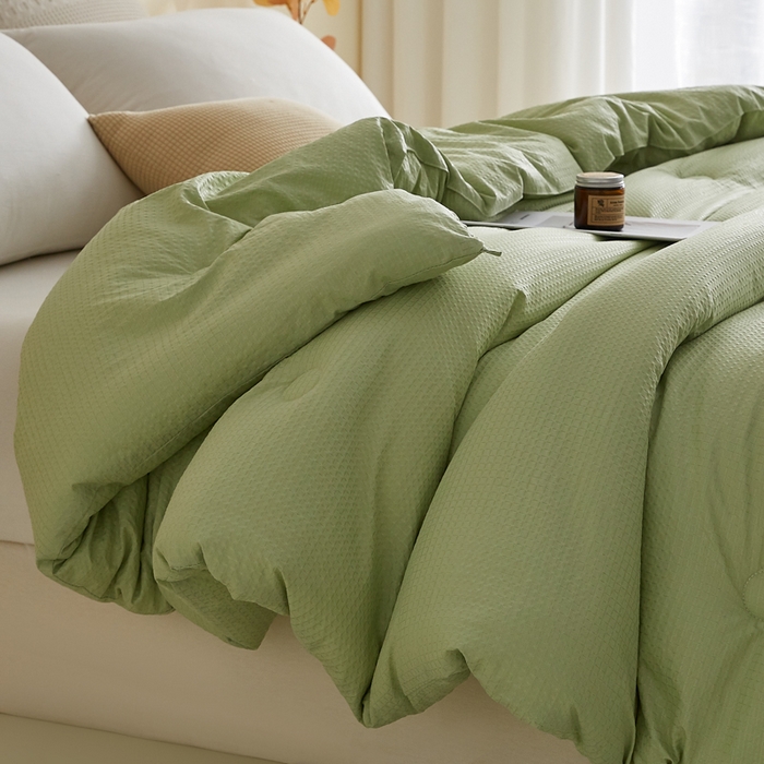 91家纺网 家纺一手货源 找家纺 帕芬鸟家纺 2025新款无染柔软大豆纤维被子被芯 无染水绿色