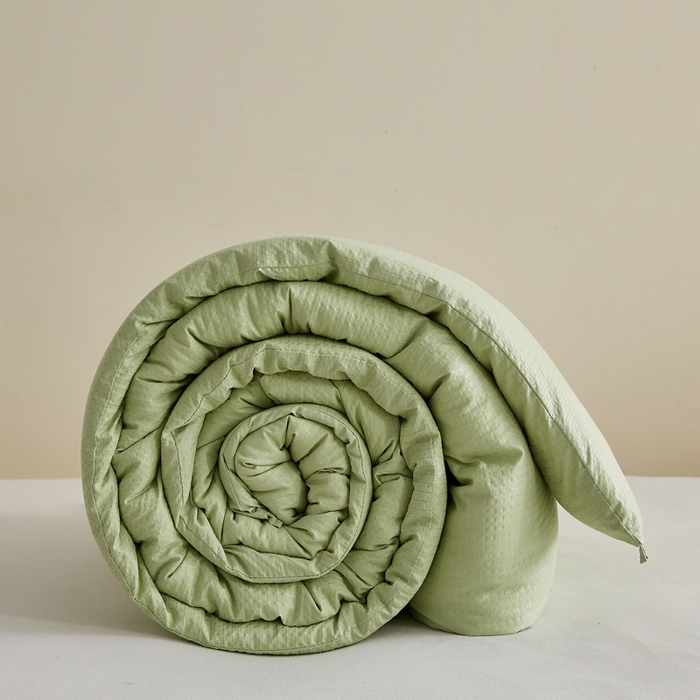 91家纺网 家纺一手货源 找家纺 帕芬鸟家纺 2025新款无染柔软大豆纤维被子被芯 无染水绿色