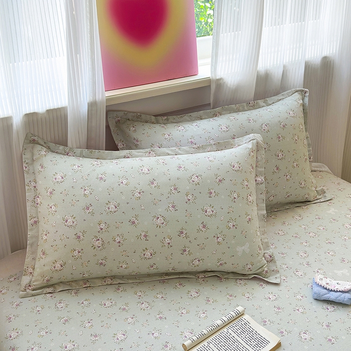 91家纺网 家纺一手货源 找家纺 拾物记 2025新款A类12868全棉纯棉单床笠床笠单件-提供买家秀和质检报告 浅夏雏菊-绿