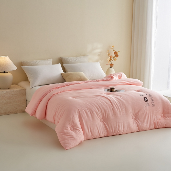 91家纺网 家纺一手货源 找家纺 帕芬鸟家纺 2025新款无染柔软大豆纤维被子被芯 无染玉色