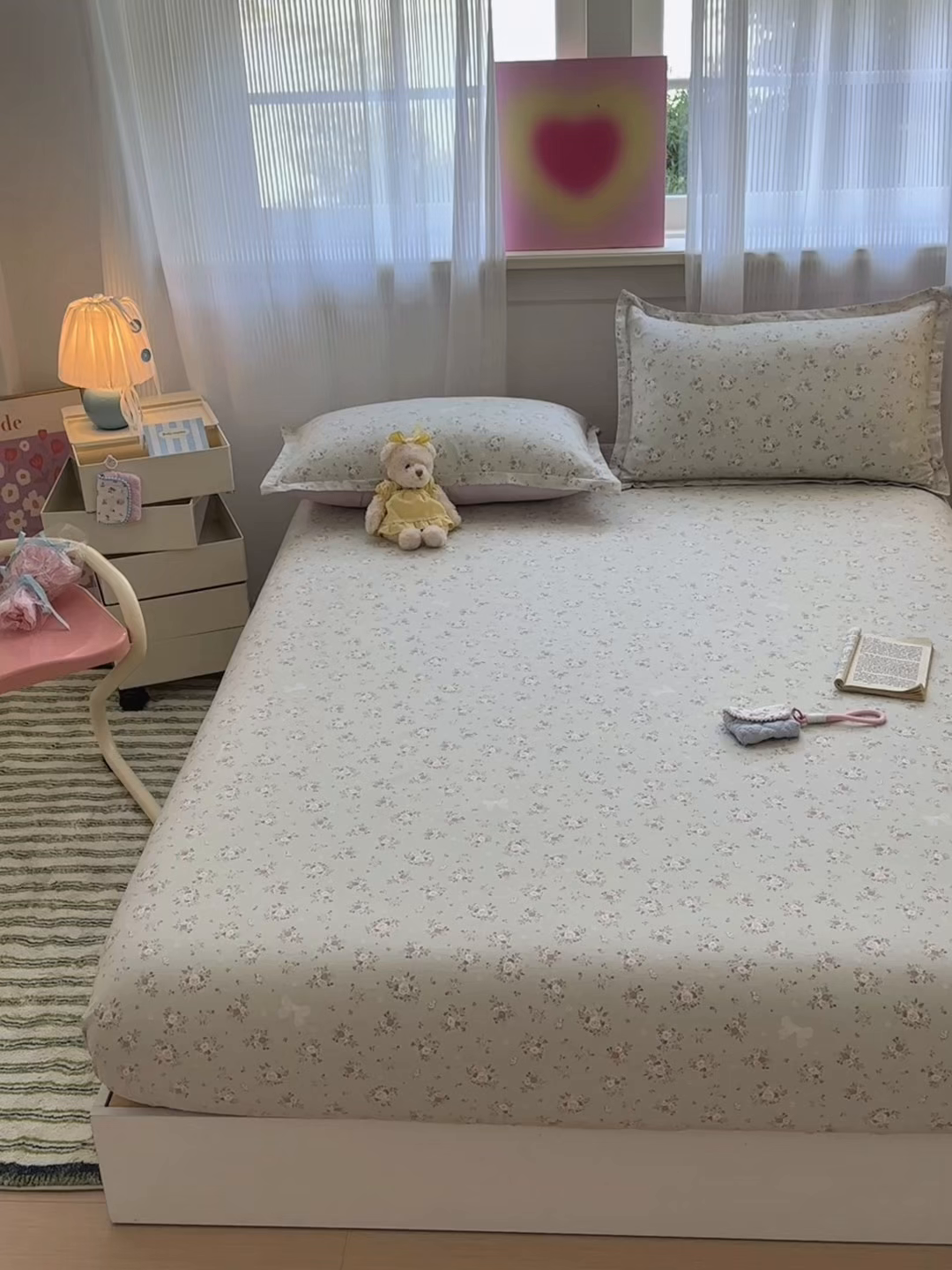 91家纺网 家纺一手货源 找家纺 拾物记 2025新款A类12868全棉纯棉单床笠床笠单件-提供买家秀和质检报告 浅夏雏菊-绿