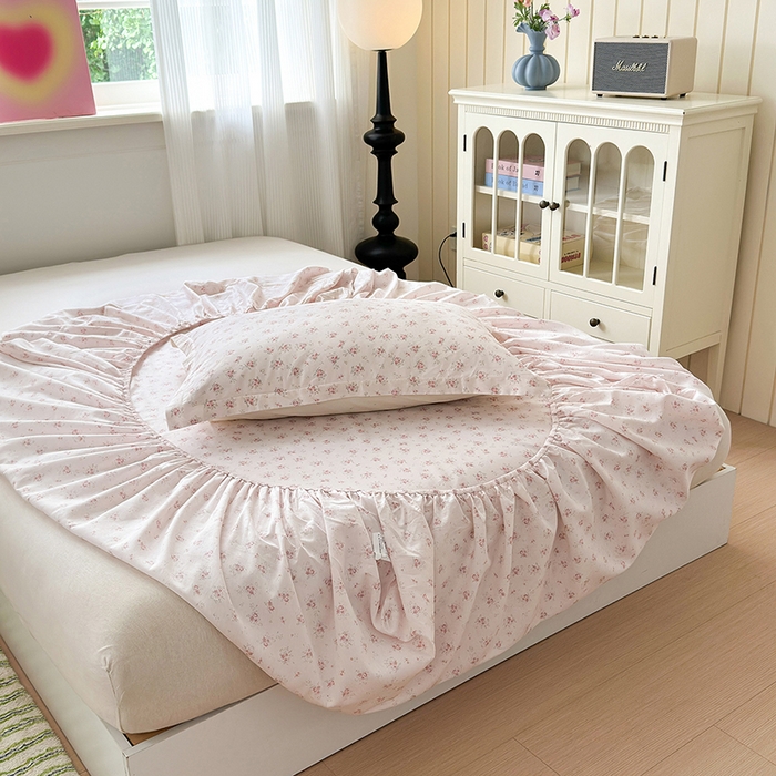 91家纺网 家纺一手货源 找家纺 拾物记 2025新款A类12868全棉纯棉单床笠床笠单件-提供买家秀和质检报告 疏影梦境-粉