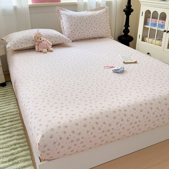 91家纺网 家纺一手货源 找家纺 拾物记 2025新款A类12868全棉纯棉单床笠床笠单件-提供买家秀和质检报告 疏影梦境-粉