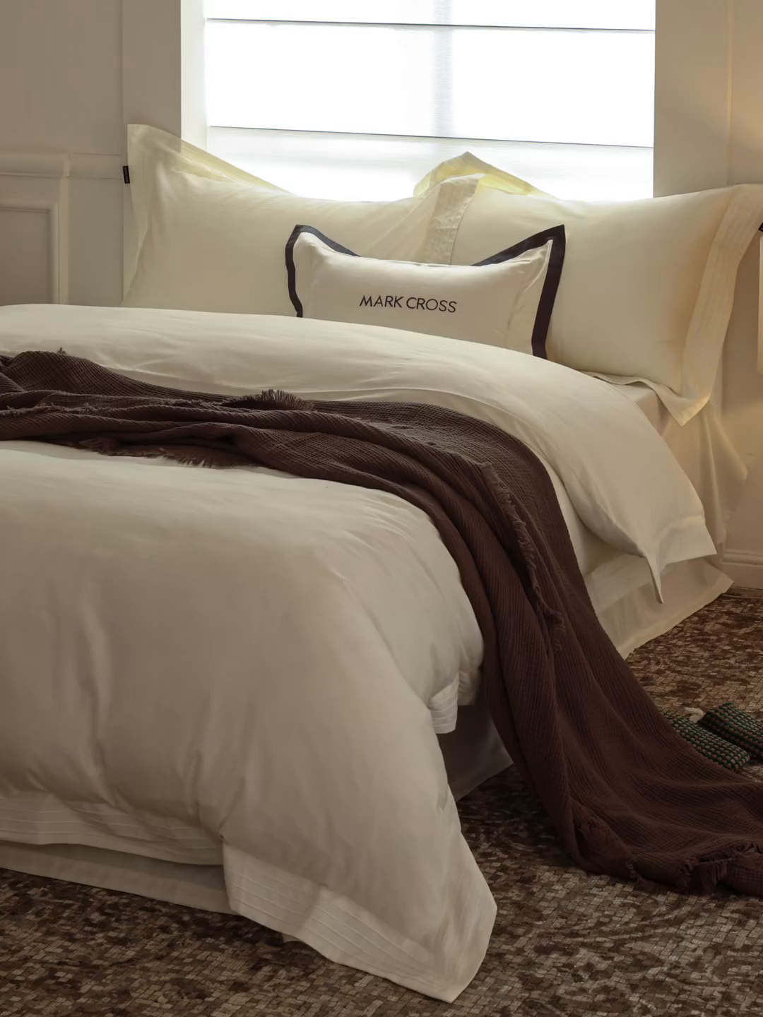 91家纺网 家纺一手货源 找家纺 （总）佳汐蓝家纺 2025新款静奢简约高级质感超细旦天丝棉磨毛系列四件套-热可可