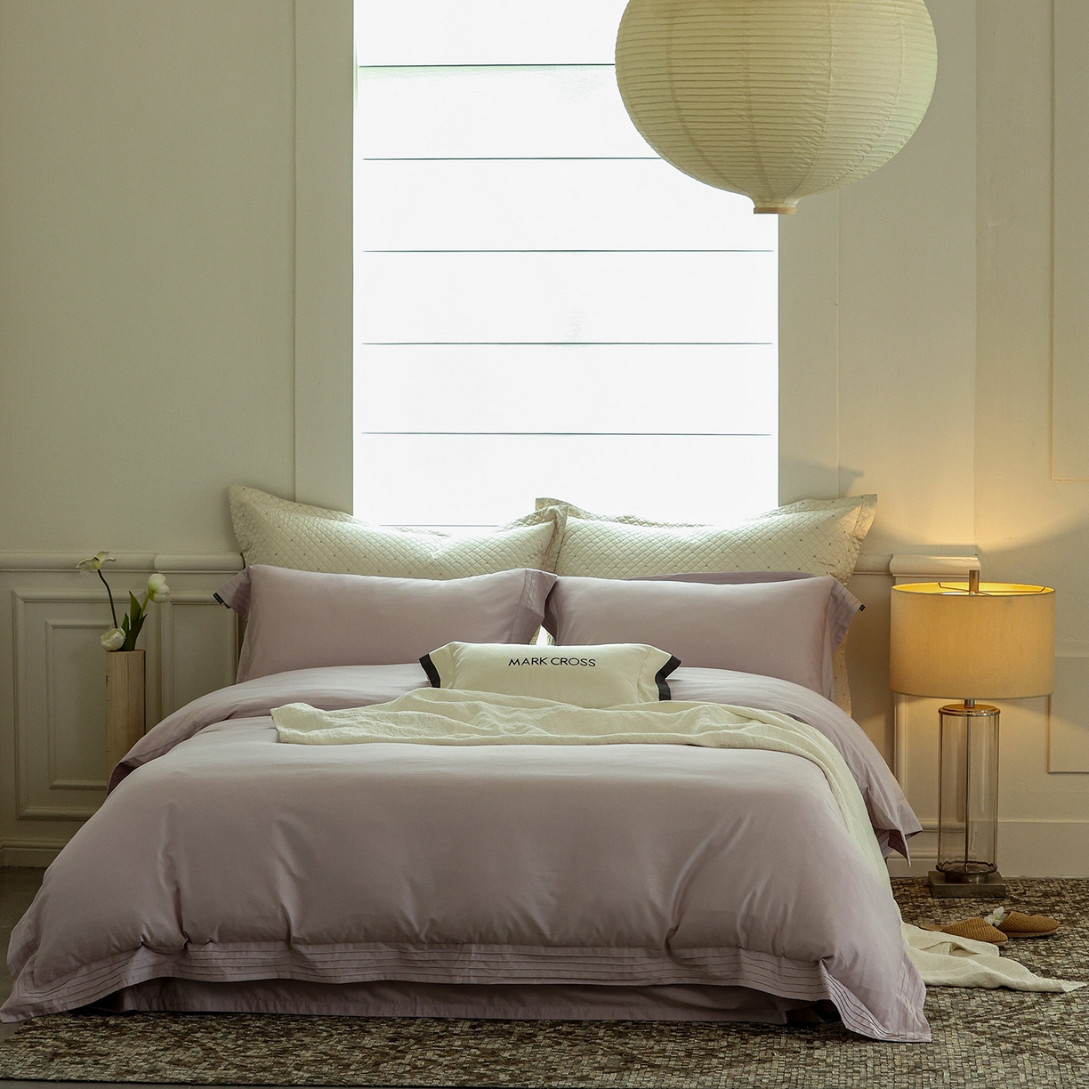 91家纺网 家纺一手货源 找家纺 佳汐蓝家纺 2025新款静奢简约高级质感超细旦天丝棉磨毛系列四件套-热可可 蒙太奇-风信紫