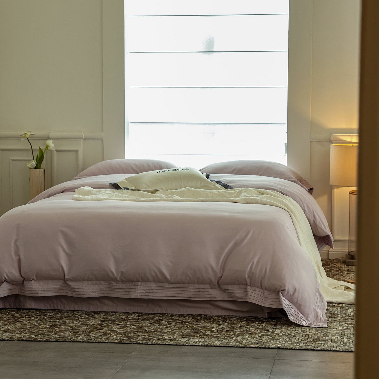 91家纺网 家纺一手货源 找家纺 佳汐蓝家纺 2025新款静奢简约高级质感超细旦天丝棉磨毛系列四件套-热可可 蒙太奇-风信紫