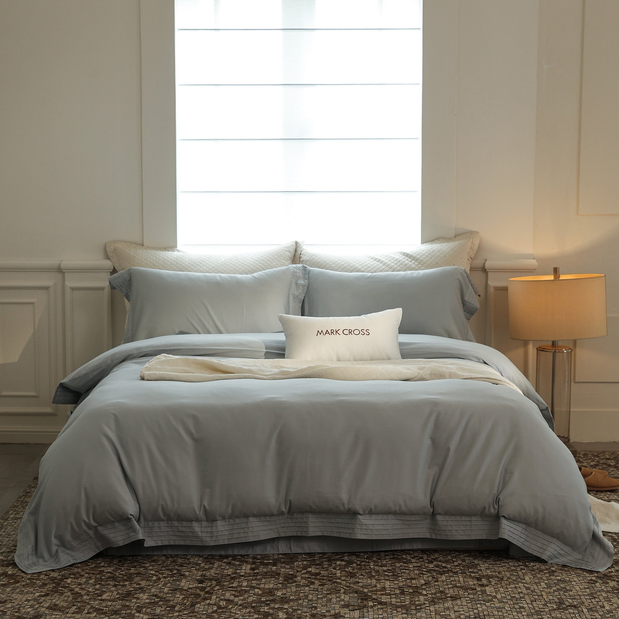 佳汐蓝家纺 2025新款静奢简约高级质感超细旦天丝棉磨毛系列四件套-热可可 蒙太奇-青色