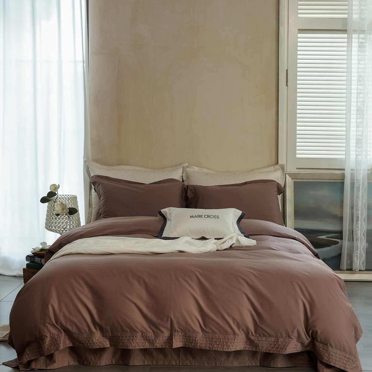 佳汐蓝家纺 2025新款静奢简约高级质感超细旦天丝棉磨毛系列四件套-热可可 蒙太奇-乌龙茶咖