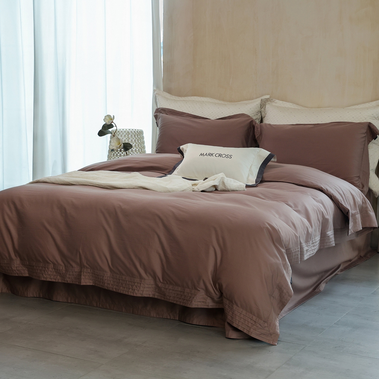 91家纺网 家纺一手货源 找家纺 佳汐蓝家纺 2025新款静奢简约高级质感超细旦天丝棉磨毛系列四件套-热可可 蒙太奇-乌龙茶咖