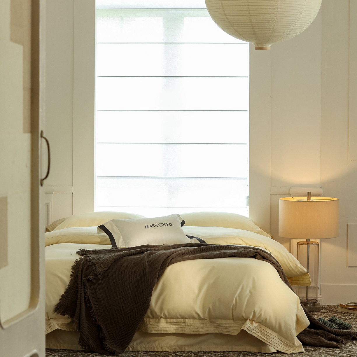 91家纺网 家纺一手货源 找家纺 佳汐蓝家纺 2025新款静奢简约高级质感超细旦天丝棉磨毛系列四件套-热可可 蒙太奇-香草奶油