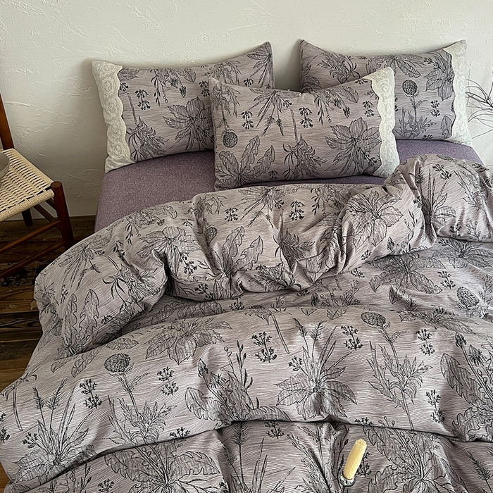 91家纺网 家纺一手货源 找家纺 梦纤绒 2025秋冬新品A类高克重亚麻复古全棉花边侘寂风原麻系列麦卡伦