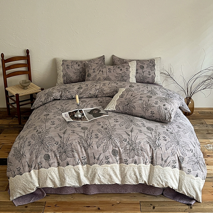 91家纺网 家纺一手货源 找家纺 梦纤绒 2025秋冬新品A类高克重亚麻复古全棉花边侘寂风原麻系列麦卡伦