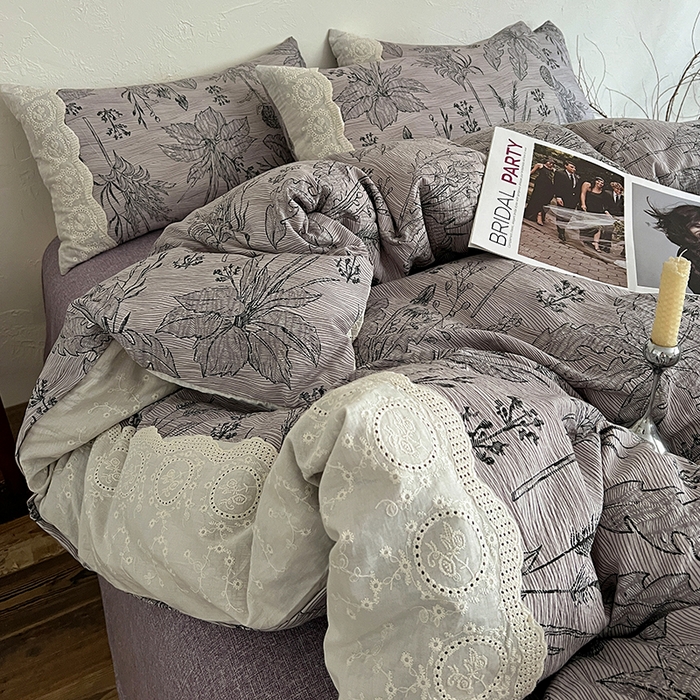 91家纺网 家纺一手货源 找家纺 梦纤绒 2025秋冬新品A类高克重亚麻复古全棉花边侘寂风原麻系列麦卡伦