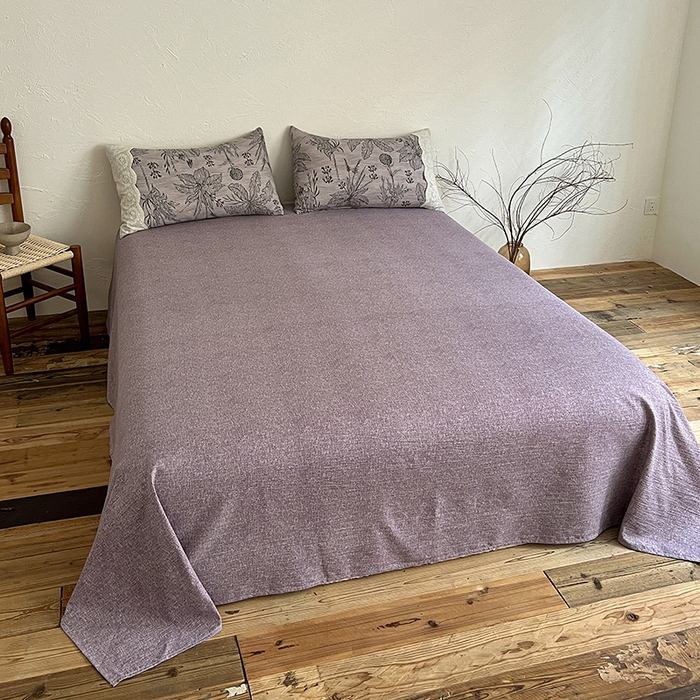 91家纺网 家纺一手货源 找家纺 梦纤绒 2025秋冬新品A类高克重亚麻复古全棉花边侘寂风原麻系列麦卡伦