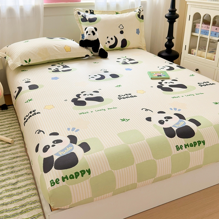 91家纺网 家纺一手货源 找家纺 拾物记 2025新款A类12868全棉纯棉单床笠床笠单件-提供买家秀和质检报告 小熊猫