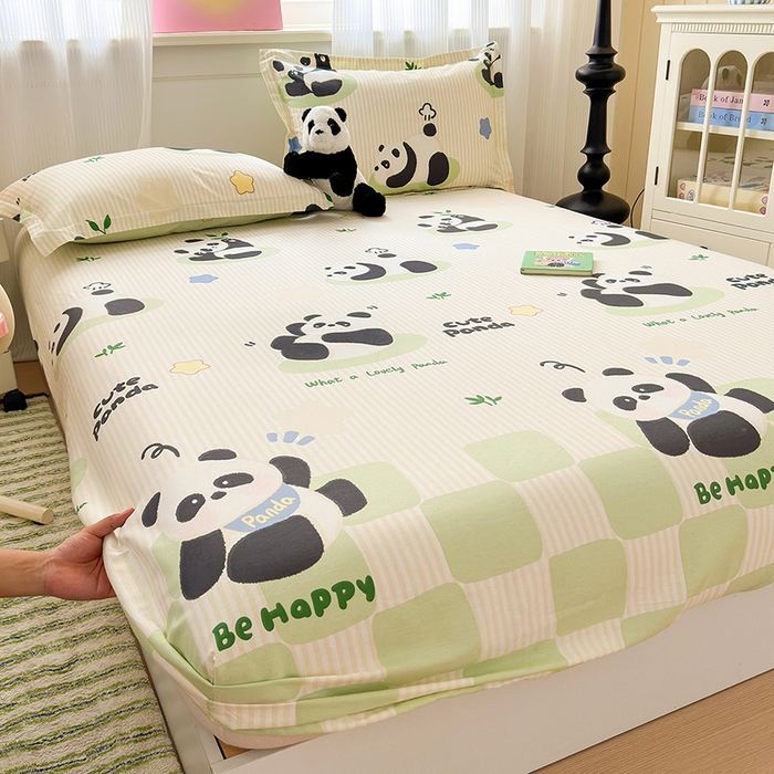 91家纺网 家纺一手货源 找家纺 拾物记 2025新款A类12868全棉纯棉单床笠床笠单件-提供买家秀和质检报告 小熊猫