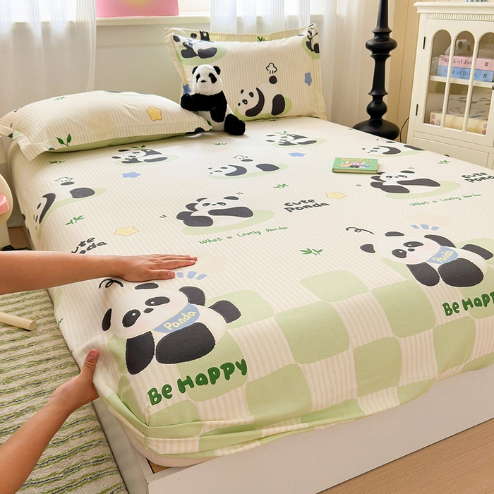 91家纺网 家纺一手货源 找家纺 拾物记 2025新款A类12868全棉纯棉单床笠床笠单件-提供买家秀和质检报告 小熊猫