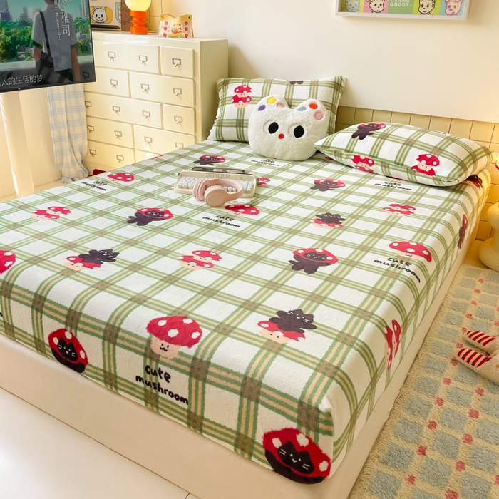 91家纺网 家纺一手货源 找家纺 （总）爱彼家纺 2025新款高克重牛奶绒卡通床笠单床笠单件