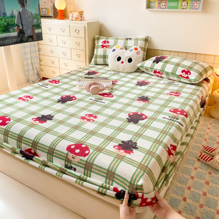 91家纺网 家纺一手货源 找家纺 （总）爱彼家纺 2025新款高克重牛奶绒卡通床笠单床笠单件