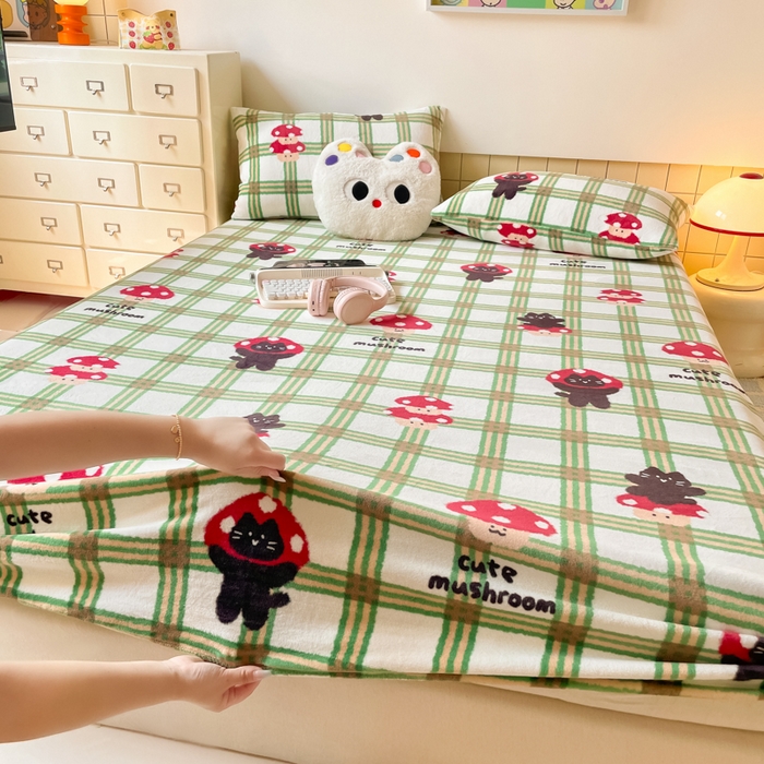 91家纺网 家纺一手货源 找家纺 （总）爱彼家纺 2025新款高克重牛奶绒卡通床笠单床笠单件