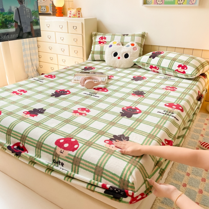 91家纺网 家纺一手货源 找家纺 （总）爱彼家纺 2025新款高克重牛奶绒卡通床笠单床笠单件