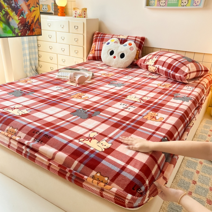 91家纺网 家纺一手货源 找家纺 （总）爱彼家纺 2025新款高克重牛奶绒卡通床笠单床笠单件