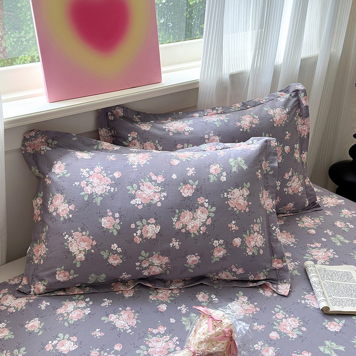 91家纺网 家纺一手货源 找家纺 拾物记 2025新款A类12868全棉纯棉单床笠床笠单件-提供买家秀和质检报告 幸福花儿-紫