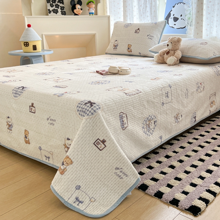 91家纺网 家纺一手货源 找家纺 茉夕家纺 2025新款2025跑量双层纱牛奶绒印花床盖 床盖单件 贝果宝贝