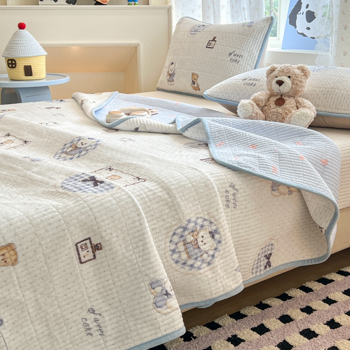 91家纺网 家纺一手货源 找家纺 茉夕家纺 2025新款2025跑量双层纱牛奶绒印花床盖 床盖单件 贝果宝贝