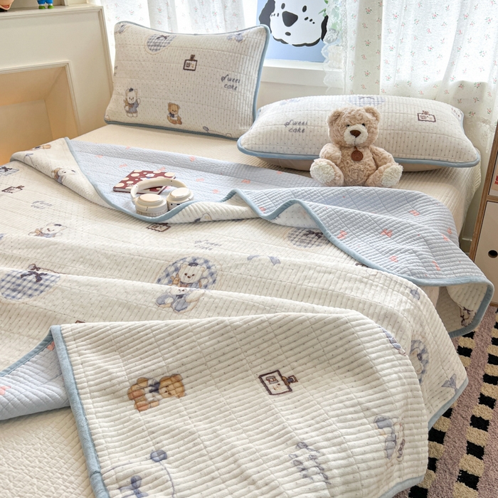 91家纺网 家纺一手货源 找家纺 茉夕家纺 2025新款2025跑量双层纱牛奶绒印花床盖 床盖单件 贝果宝贝