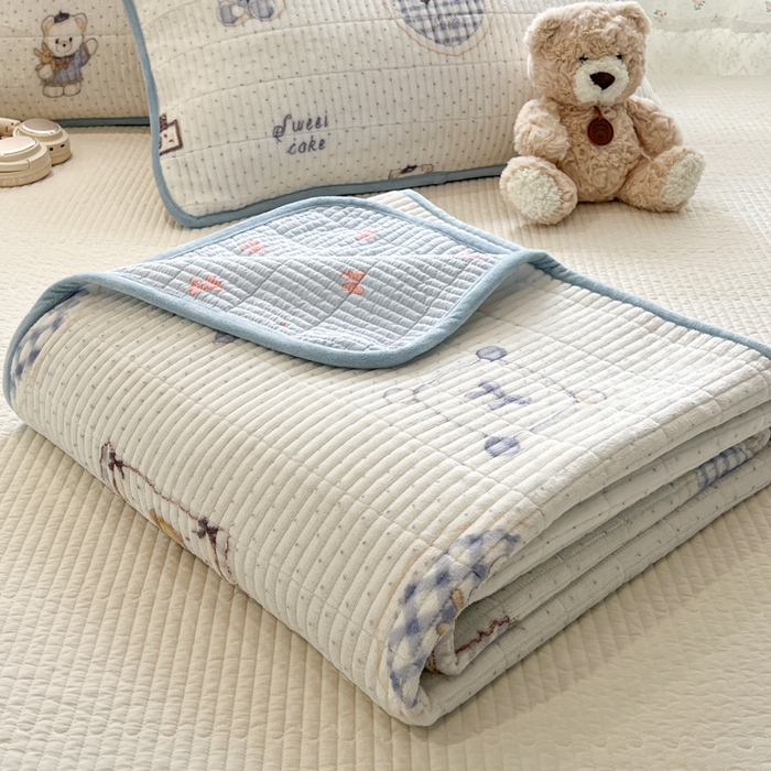 91家纺网 家纺一手货源 找家纺 茉夕家纺 2025新款2025跑量双层纱牛奶绒印花床盖 床盖单件 贝果宝贝