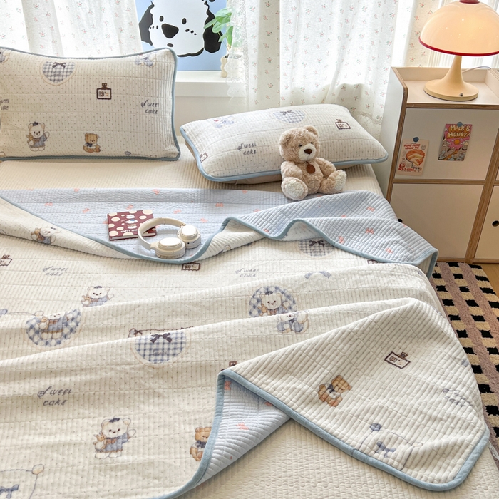 91家纺网 家纺一手货源 找家纺 茉夕家纺 2025新款2025跑量双层纱牛奶绒印花床盖 床盖单件 贝果宝贝