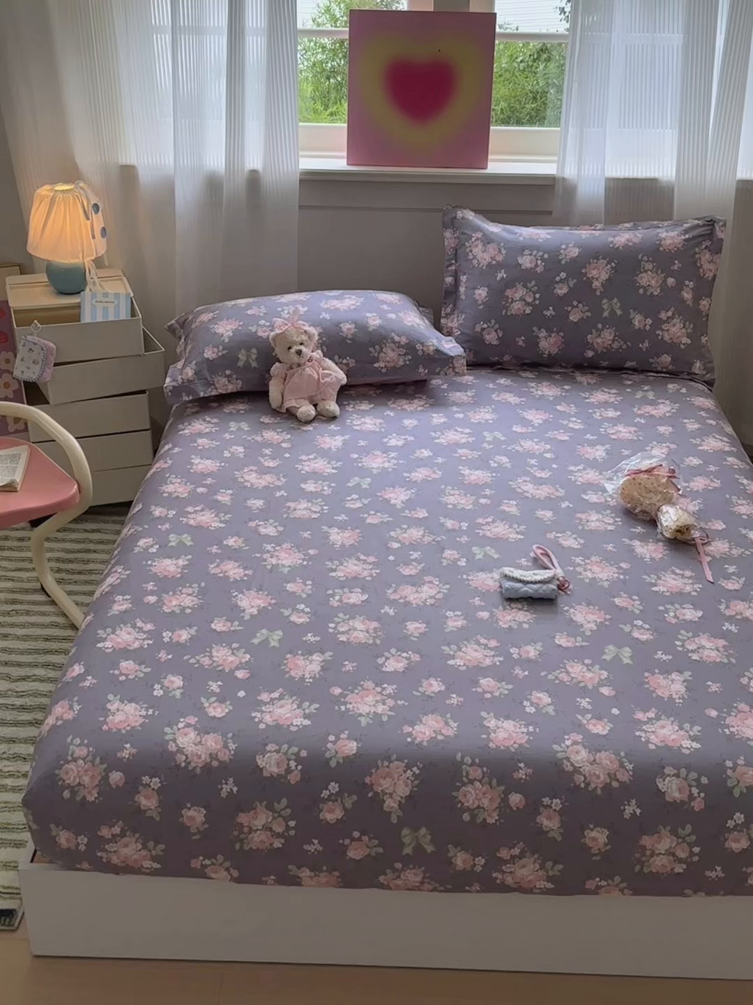 91家纺网 家纺一手货源 找家纺 拾物记 2025新款A类12868全棉纯棉单床笠床笠单件-提供买家秀和质检报告 幸福花儿-紫