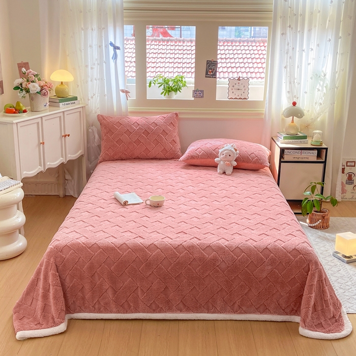 91家纺网 家纺一手货源 找家纺 （总）耐思家纺 2025新款加厚提花兔绒塔芙绒单品床单系列