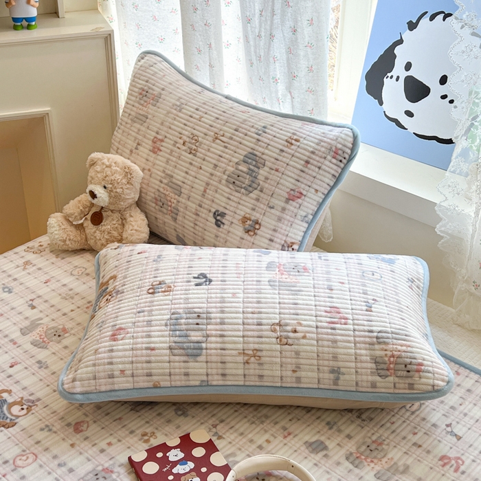 91家纺网 家纺一手货源 找家纺 茉夕家纺 2025新款2025跑量双层纱牛奶绒印花床盖 床盖单件 彩点小象