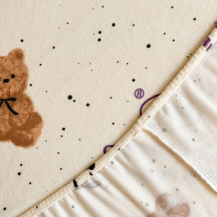 91家纺网 家纺一手货源 找家纺 爱彼家纺 2025新款高克重牛奶绒卡通床笠单床笠单件 软萌泰迪熊