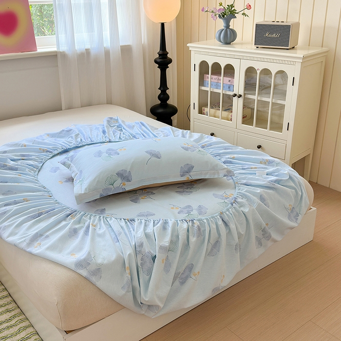 91家纺网 家纺一手货源 找家纺 拾物记 2025新款A类12868全棉纯棉单床笠床笠单件-提供买家秀和质检报告 银杏叶